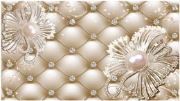 Po Living Style Wallpaper 3D Sac mou en diamant bijoux fleur fonds d'écran de luxe Wall6049805
