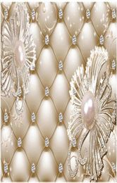 Po Living Style Wallpaper 3D Sac mou en diamant bijoux fleur fonds d'écran de luxe Wall4154990