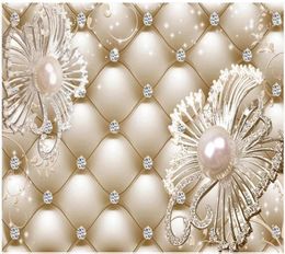 Po Living Style Wallpaper 3D Sac mou en diamant bijoux fleur fonds d'écran de luxe Wall3554461