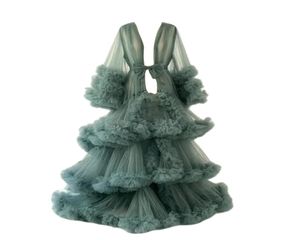 Po Shoot Wraps robes de soirée à volants Robe en Tulle pour la maternité Poshoot Robe moelleuse femmes peignoir transparent pour douche de bébé Cus3877844