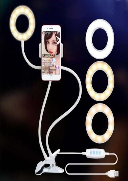 Po Studio Selfie LED anneau lumineux avec support de téléphone portable pour Youtube Live Stream maquillage caméra lampe pour iPhone Android5454917