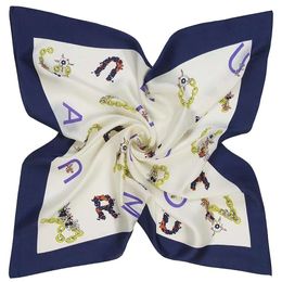 Pobing 100% zijde vrouwen grote sjaals geometrische printstole vierkante sjaals bandana grote kerchief sjaal vrouwelijke foutlards 60*60 cm 2024 nieuw