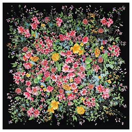 Pobing Silk Scarf Femmes SHAWLS SHAWLS Fleurs imprimées Stoles carré Bandana Luxury Kerchief Hijabs Femme Foulards 130cm 240322