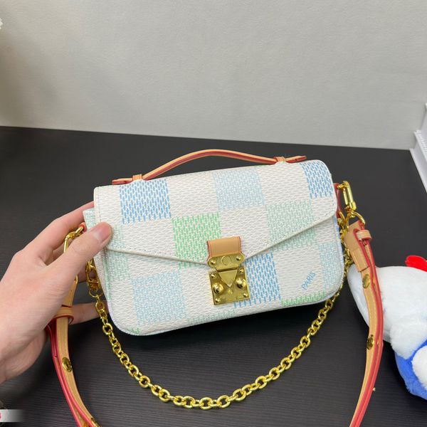 Pochette MetisS East West Diseñador Bolso de hombro para mujer Bolso de mensajero Bolso cruzado de cuero de lona Damier rosa de alta calidad POCHETTE Bolso de mujer N40749