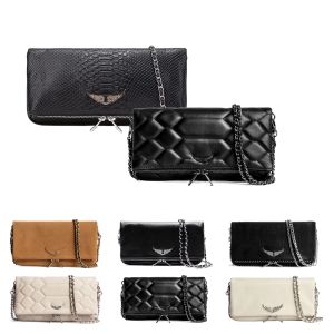 Pochette Rock Swing Your Wings Zadig Voltaire Sac à main pour femme Sac fourre-tout à bandoulière pour homme Chaîne d'aile de voyage en cuir véritable Gym de luxe Pochettes à bandoulière