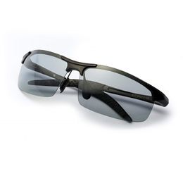 Pochromic Gepolariseerde SemiRimless Zonnebril Driver Rider Sport Kameleon Kleur veranderen Bril Mannen Vrouwen 8177 220531