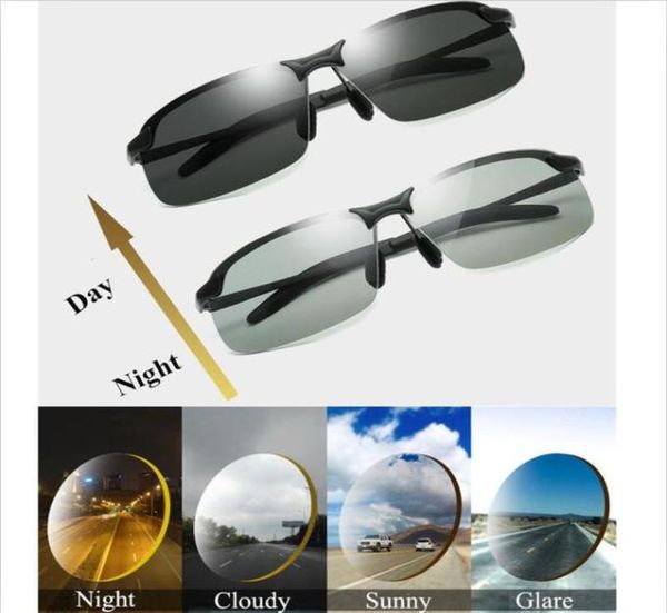Lunettes de soleil pochromiques hommes lunettes de conduite caméléon polarisées changement de couleur lunettes de soleil HD Vision nocturne lunettes de conduite noir 2484957