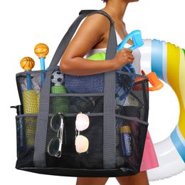 Bolsillo de bolsillo bolso de bolsas 8 bolsillos de verano grandes bolsas de playa para toallas malla bolsas de playa duradera para juguetes para impermeabilizar 2023