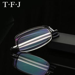 Lunettes de lecture optiques pliables de poche pour femmes et hommes, monture complète en métal, loupe rectangulaire de haute qualité avec étui, lunettes de soleil 286U