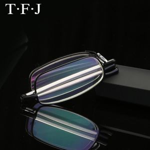 Pocket pliable optique verres de lecture femme hommes métal monté métallique complète de haute qualité rectangula sombrificier lunettes avec lunettes de soleil 240N