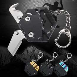 Pocket Knife Keychain schroevendraaier Multifunctionele zeshoekmunt Outdoor EDC Survival Tool Folding Fold Mini Keyring Gear Gereedschap