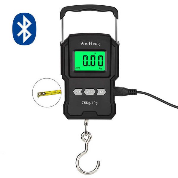 Balanza colgante portátil de bolsillo 75 kg / 10 g Pantalla LCD Digital Electrónico Mano Balanza de gancho Pesaje con retroiluminación 210927