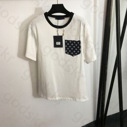 Casual sweatshirt met zakprint Dames Designer Los sportshirt Mode Klassiek kettingoverhemd Blouse met korte mouwen