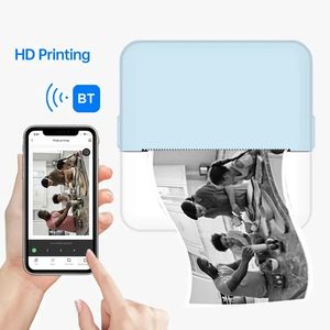 Pocketprinter Draadloze thermische printers met 1 rol printpapier, draagbare inktloze printer voor iPhone, mini-stickerprinter compatibel met IOS