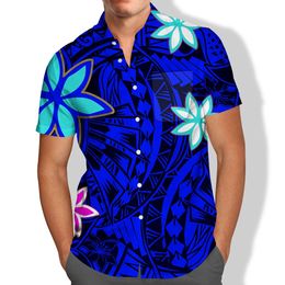 Poche à manches courtes samoane Puletasi Vintage Polynésien Print Tribal Match Men Shirts Tops Plus Size Island Wear Virking Clothes 240415