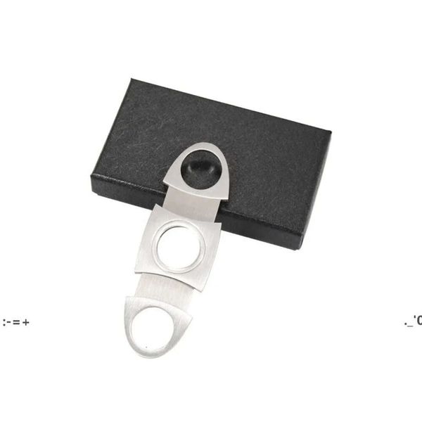 Pocket tabac en acier inoxydable cigare couteaux Cipeaux de couteaux avec boîte cadeau noire double outils de cigare meilleurs BWD11130