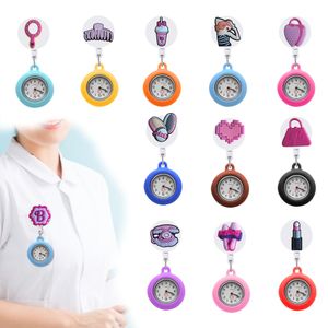 Pocket Watch Chain Pink 2 Clip Watches Rapel for Nurses Doctors Clip-On hangen met tweedehands intrekbare ziekenhuis medische werknemers OTT13