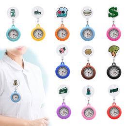 Pocket Watch Chain USD -thema 19 Clip horloges damesverpleegster op Sile Rapel met tweedehands broche fob voor medische werknemers verpleegkundigen artsen ot9vk