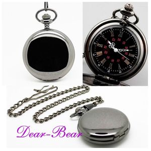 Montres de poche (1006B) Fob Chain Punk Black Men Watch Plain Polished 12pcs / lot Dia 4.7cm.