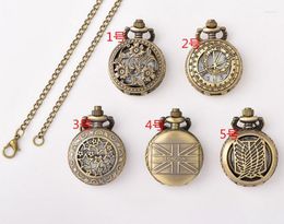 Pocket horloges 100 stcs/Lot Vintage Bronze Hollowed Flower Star Pockt Watch Brown Dial Sweater Chain Cadeau