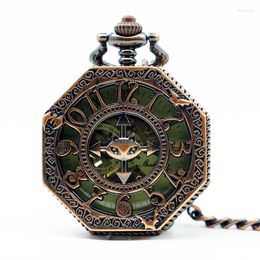 Pocket horloges 10 stcs/lot hollowed Arabische nummers Octagon Watch Men Mechanische handwikkeling analoog modecadeau