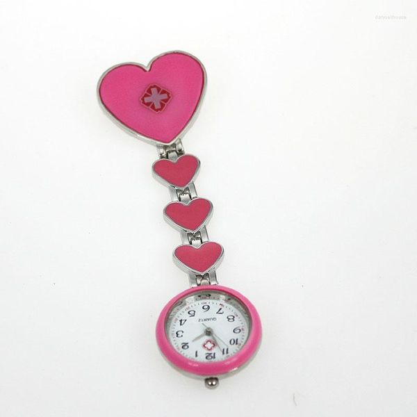 Montres de poche 10 pièces couleur mixte Fob coeur montre broche Quartz vente en gros 5 couleurs GL13MT