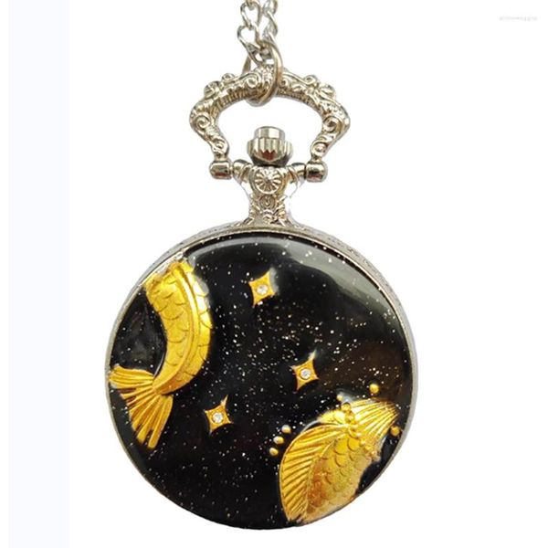 Montres de poche (1177) 12 pièces/lot émail scintillant petite étoile poisson poissons montre chiffres romains accessoires bracelet chaîne pendentif