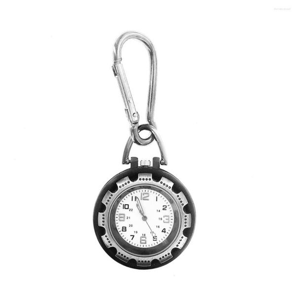 Montres de poche 1pc mousqueton lumineux montre à Quartz Portable crochet sac à dos Fob Mini numéro rond cadran pour médecins infirmières