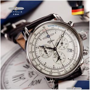 Zakhorloges 2022 Nieuwe Zeppelin Horloge Mode Drie Oog Mtifunction Tijdcode Casual Leer Zakelijk Quartz Heren Relojes Hombre Drop Dha4C