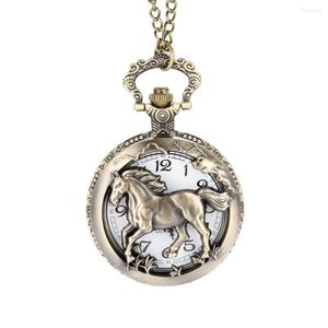 Montres de poche 2022 Vintage cheval creux/sculpté montre à Quartz horloge Fob avec chaîne pendentif collier cadeaux TC21