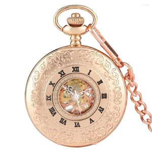 Zakhorloges 2023 Mode Holle Romeinse Cijfers Skeleton Mechanisch Handopwindhorloge Met Ketting Mannen Vrouwen Verjaardagscadeaus Montre Gousset