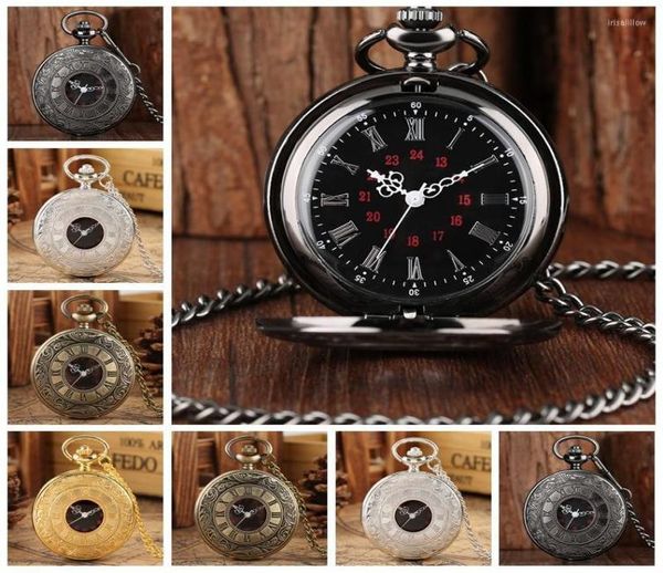 Relojes de bolsillo 8 tipos Numerales romanos antiguos Retro exhibición de cuarzo Men Collar de moda Cabina colgante Cumpleaños Regalos IR3568854