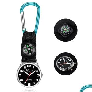 Pocket Watches 9 Color Watch Compass Portable Carabiner Nurse Quartz Mtifunctionele Outdoor Survival Tool Drop levering DH0EX