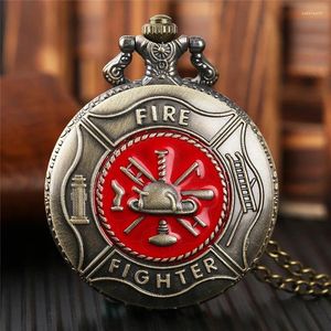 Zakhorloges Antieke Klok Brandweerman Ontwerp Heren Quartz Analoog Horloge Brandweerman Thema Trui Ketting Ketting Reloj De Bolsillo