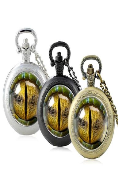 Montres de poche Antiques Dragon Eyes Design Glass Cabochon Quartz Watch Vine Men Femmes Pendante Collier chaîne Clock5816657