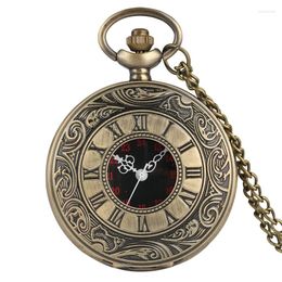 Pocket horloges antieke holle trui bronzen Romeinse cijfers Dial Quartz horloge retro steampunk ketting hanger geschenken voor mannen vrouwen