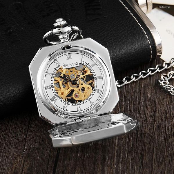 Montres de poche antiques de luxe pour hommes, montre mécanique creuse de Style chinois, squelette rétro, chaîne Fob, pendentif Steampunk, cadeau pour hommes