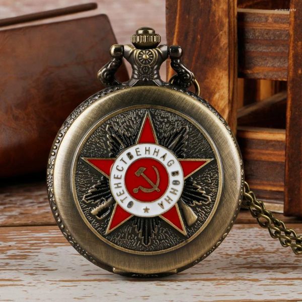 Montres de poche Antique soviétique cadran rond hommes femmes montre à Quartz analogique collier chaîne