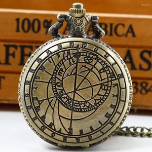 Pocket horloges antieke Steampunk Vintage Quartz Watch Bronze ketting Hangketting Klokketen Heren vrouwen