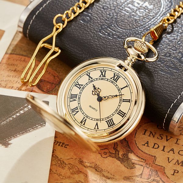 Montres de poche Antique Steampunk Vintage Chiffres Romains Quartz Montre De Poche Multicolore Cas Collier Pendentif Horloge Chaîne Hommes Femmes 230612