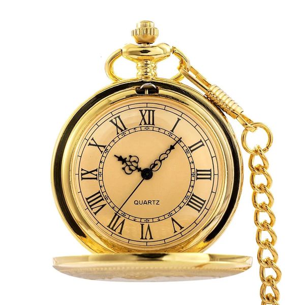 Montres de poche Antique Steampunk Vintage chiffres romains Quartz montre de poche boîtier multicolore collier pendentif horloge chaîne hommes femmes 231025