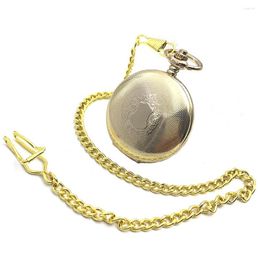 Pocket horloges antieke stijl skelet Steampunk horloge gouden kast Romeinse cijfers handwind mechanisch met ketting reloj de bolsillo