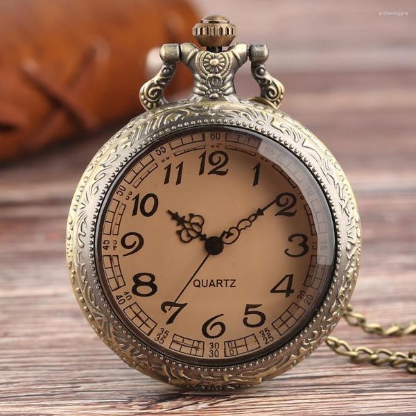 Montres de poche montre Antique hommes verre fauve entièrement Transparent pendentif chaîne Quartz Mini enfants femmes cadeau