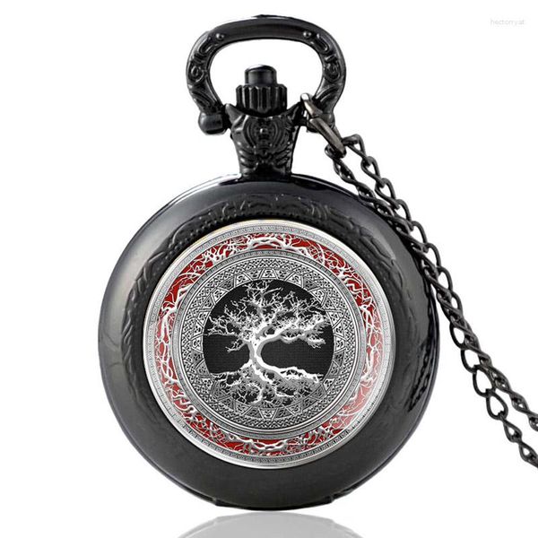 Montres de poche Arrivée Arbre De Vie Vintage Charme Montre À Quartz Pendentif Horloge Hommes Femmes Verre Dôme Collier Cadeaux