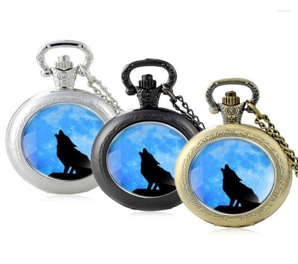 Montres de poche Arrivées Hurling Wolf Design Glass Cabochon Quartz Watch Vine Men Women Pendants Collier Chaîne Clock8212464