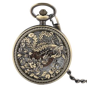 Pocket horloges Mooi Phoenix Mechnical Watch Charm Lucky Pendant Flower Carving Auto Men Women Unisex Vintage Special GiftSpocket