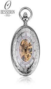 Pocket Watches Besseron Reloj Steampunk Mens Titanium Mechanical Watch Vintage Pendant Silver Chain Orologio Da Tasca311W6026027