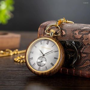 Relojes de bolsillo BOBO BIRD Reloj de madera Tigerwood Glod Relojes cronógrafo vintage personalizados Gota de cuarzo