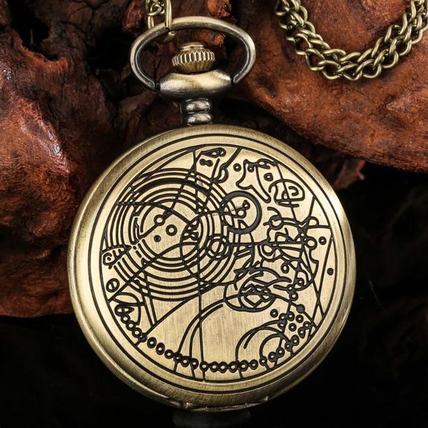 Relojes De Bolsillo, Reloj grande De bronce para hombre, colgante De collar De cuarzo, regalo De Cosplay temático De héroe De película para hombre, Reloj De Bolsillo