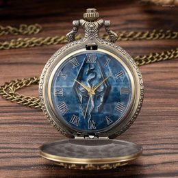Relojes de bolsillo bronce/gris negro muleta mágica dragón tótem cuarzo analógico hombres mujeres Fob cadena COLLAR COLGANTE reloj regalo antiguo